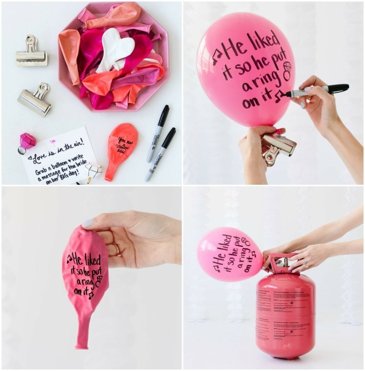 Tinkering med balloner brude fest-dekoration-pink-helium-bogstaver-sorte markører