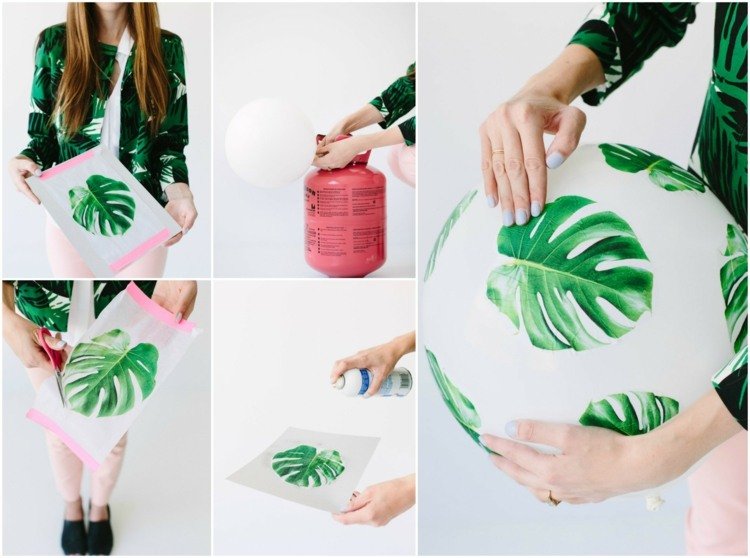 tinker-balloner-bord-dekoration-decoupage-grønt-blad-udskåret-helium