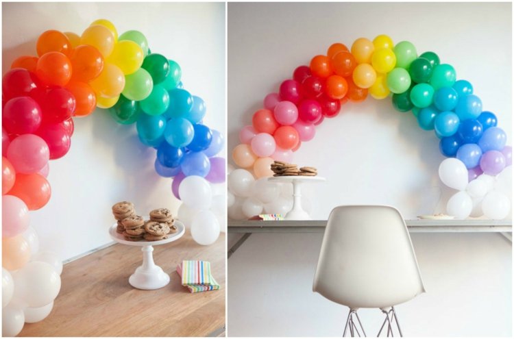 Lav kunsthåndværk med balloner bue-tillykke med fødselsdagen-dekoration-farverige-gør-det-selv