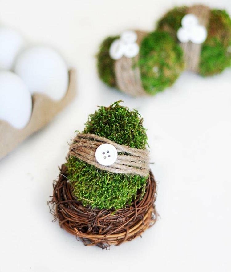 naturlig reb knap mos styrofoam æg til at dekorere påske