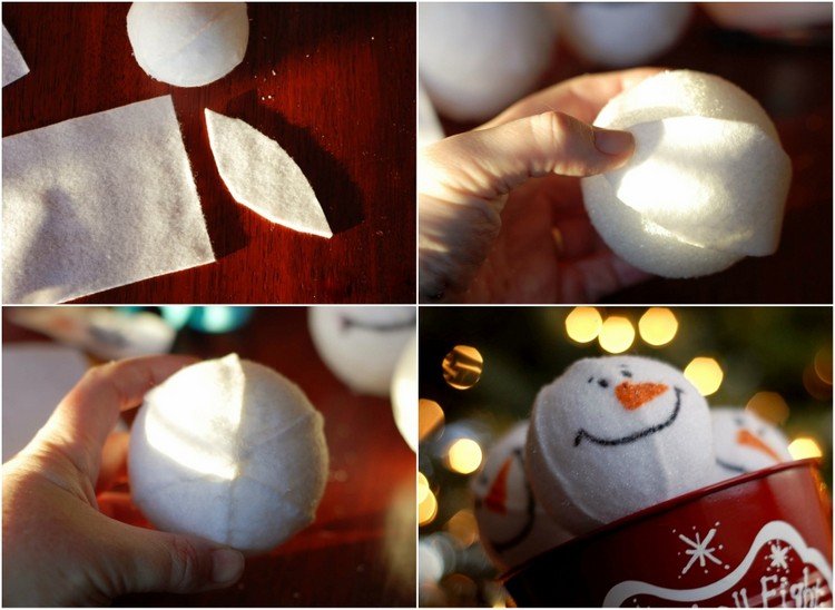 snemænd snebolde tinker styrofoam bolde filt