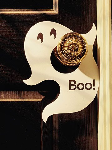 tinker til halloween idé dørhåndtag bøjle papir spøgelse