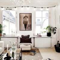 valkoiset seinät asunnon sisustuksessa Skandinavian valokuvan tyyliin