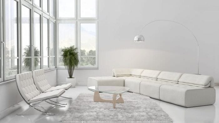 όμορφος σχεδιασμός δωματίου σε λευκά χρώματα