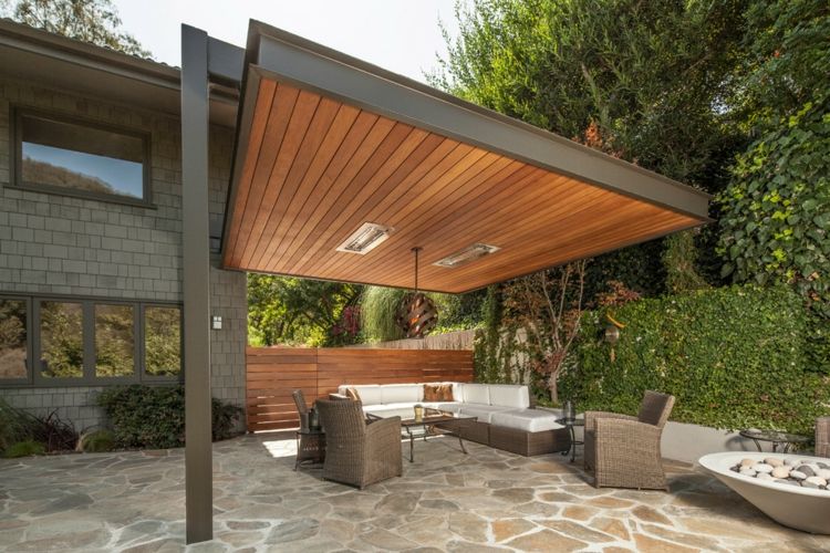 Overdækket terrasse træ metal konstruktion ideer moderne
