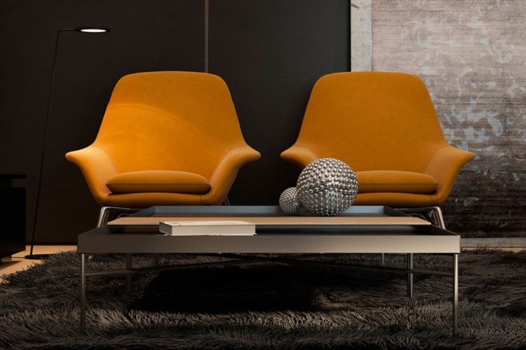 vægpaneler-beton-stol-design-moderne-gule-møbler-accent-idé