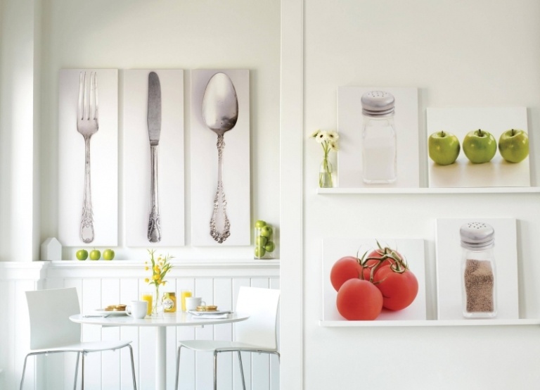 Billeder-køkken-vægdekoration-ideer-æble-grøntsagsbestik