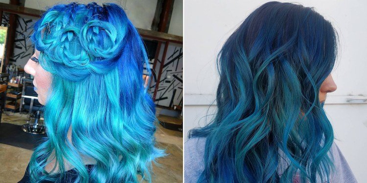 blåt hår ocean hårfarver trend frisure moderne