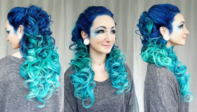 blå hår ocean hårfarver trend lyse mørke krøller