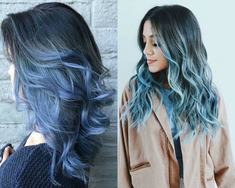 blå hår ocean hårfarver trend ombre brunette