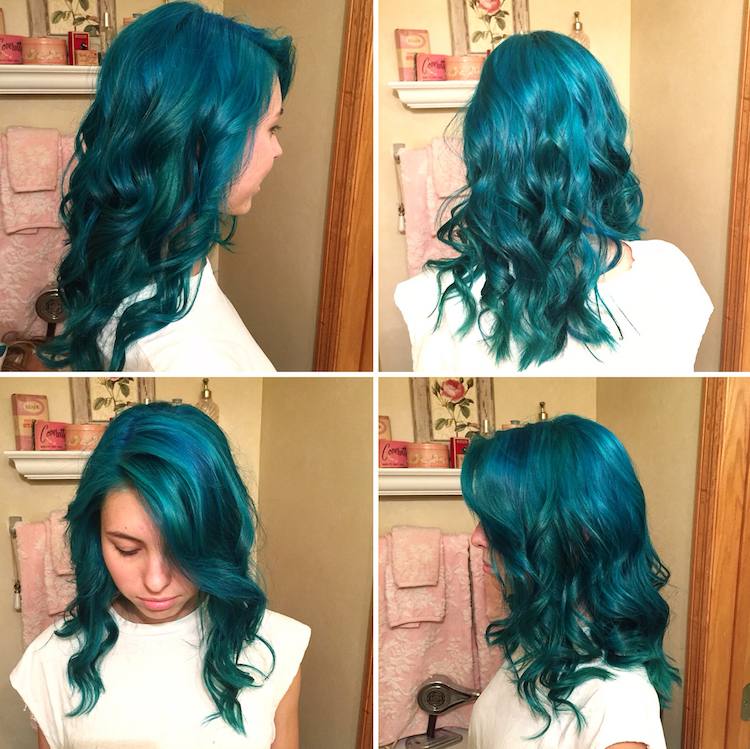 blå hår ocean hårfarver trend medium grøn