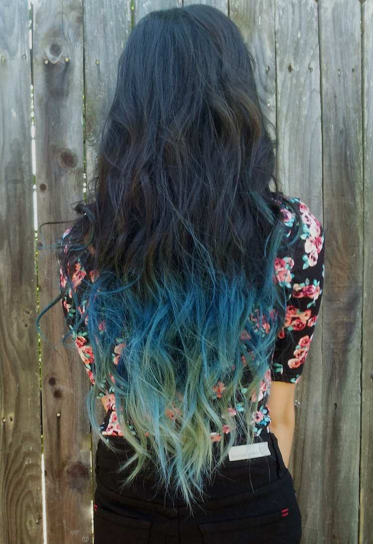 blå hår ocean hårfarver trend ombre look brunette