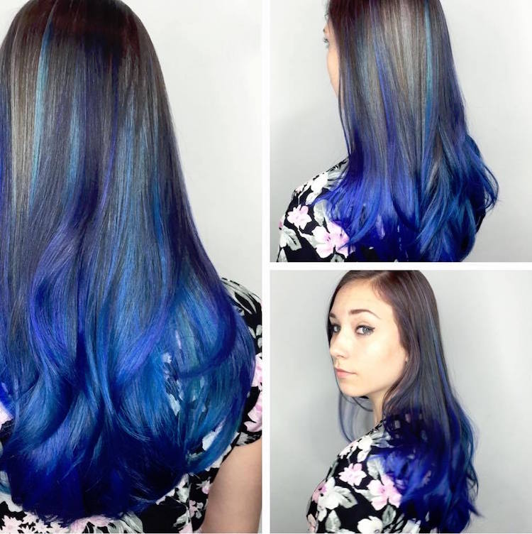 blå hår ocean hårfarver trend brunette ombre