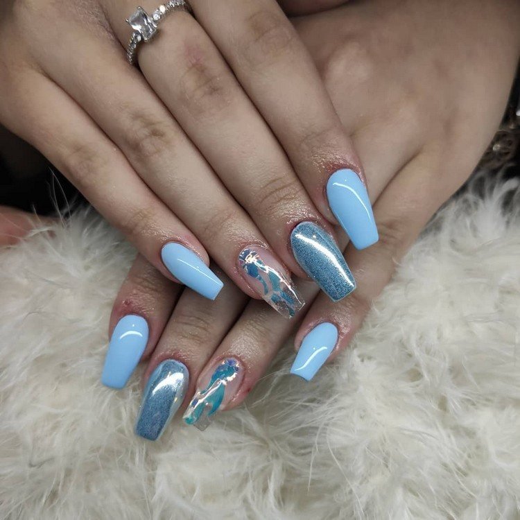 Baby Blue Nails Chrome Nails Nail trend