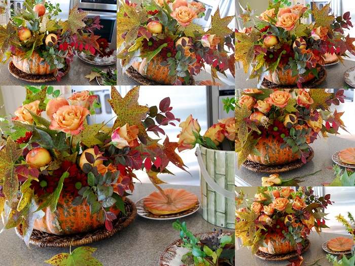 Efterårsborddekoration ideer friske blomster bord naturlige materialer