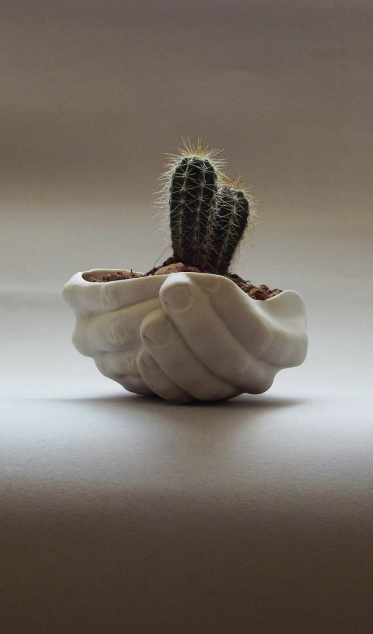 håndhul hvidt design blomsterpotte håndlavede kaktusplanter