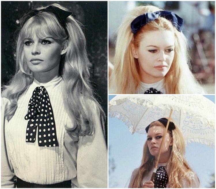 Brigitte Bardot frisure langt hår tiår halvt åbent