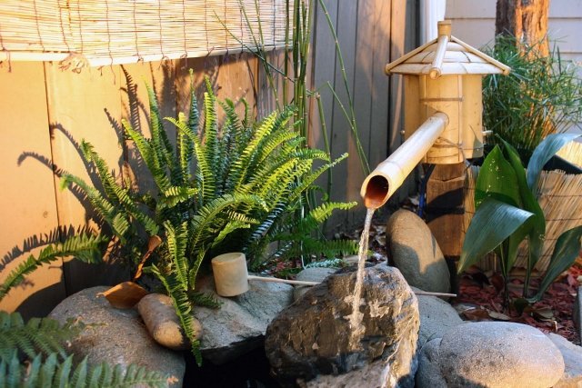 vand funktion pumpe bambus hus bolig struktur haven sten bregner