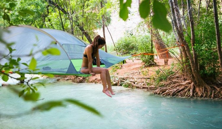 tre elementer camping telt telte net vand rummelig indkvartering flydende floÃ ??