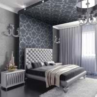 schwarze Tapete im gotischen Stil Schlafzimmer Design Foto