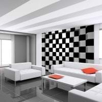 schwarze Tapete im Innenraum des Wohnzimmers im Stil von Glamour-Foto