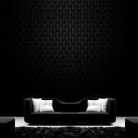 μαύρη ταπετσαρία σε στιλ σοφίτας σαλόνι εικόνα σχεδιασμού