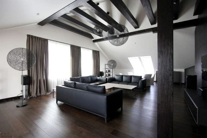 elegáns nappali design fekete -fehérben