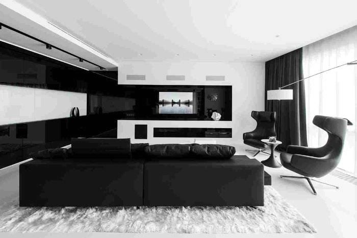 elegáns nappali dekoráció fekete -fehérben