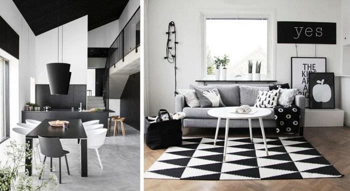elegáns hálószoba design fekete -fehérben