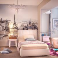 Ranskalainen teema makuuhuoneen seinien sisustuksessa