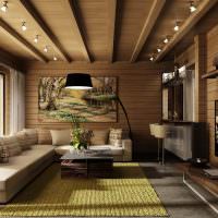 تصميم غرفة المعيشة بألواح خشبية