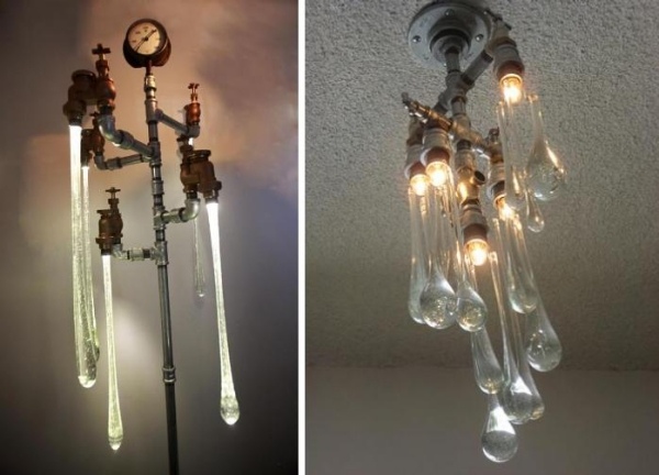 belysning i steampunk -stil - ideer til genbrug af rør