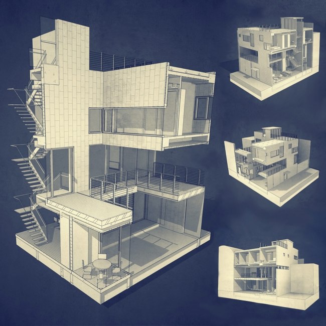 Fremragende bygningsstruktur, moderne arkitektur, passiv konstruktion