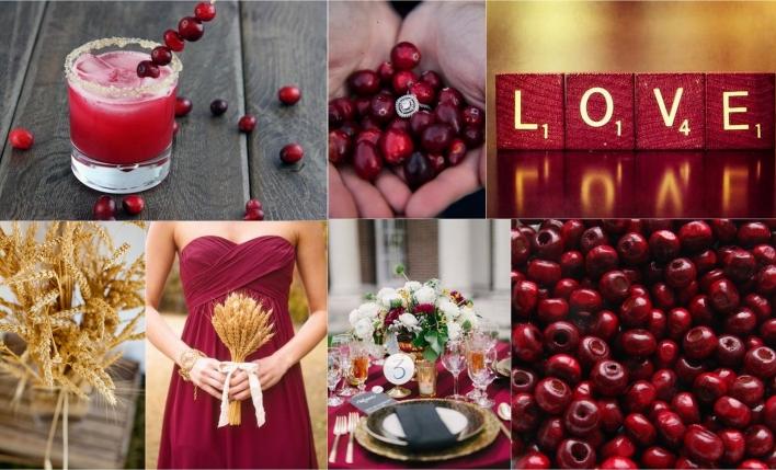 ideer tranebær-rød til brylluppet efterår-rustik