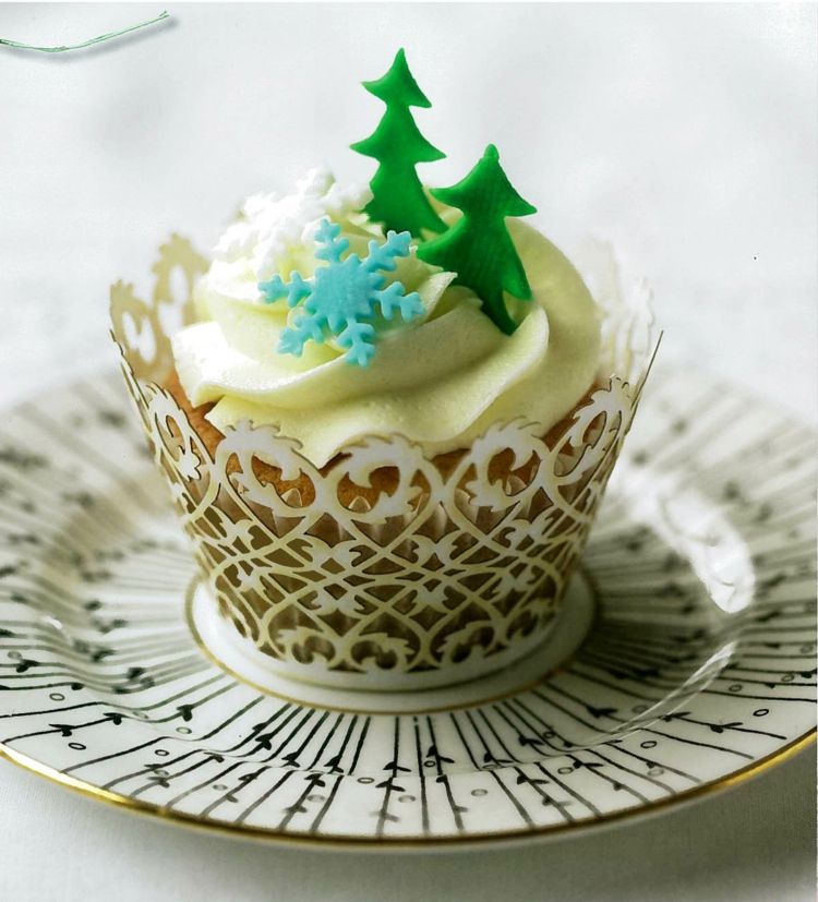 cupcakes - til jul elegant design dekorationer gran træ snefnug