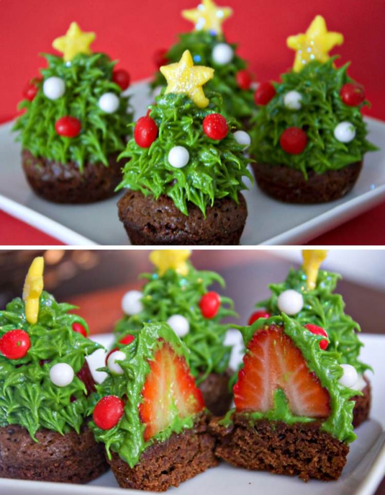 cupcakes-jul-ideer-jordbær-juletræ