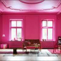 עיצוב בהיר של הסלון בתמונה בצבע פוקסיה