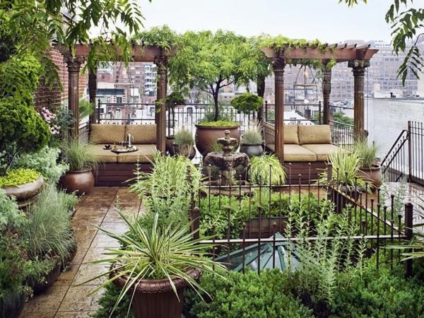 store planter-grøn vegetation-tagterrasse