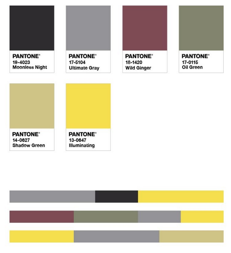 pantone trendfarver 2021 kombinerer gul og grå med dæmpede farver