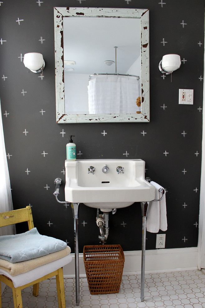 Badeværelse-belysning-væg-håndvask-tapet-mønstret