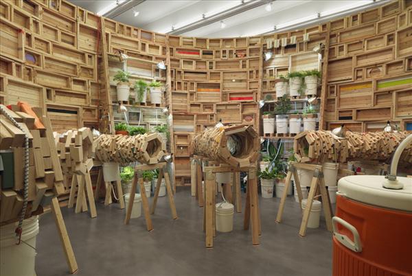 washburn kunst installation træ genbrug idé konstruktion