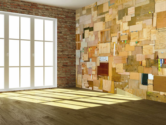 phoebe washburn art installation træ vægpanel patchwork