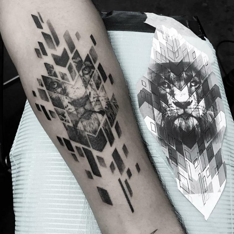 effektivt tatoveringsdesign abstrakte skår af løve