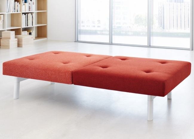 Bænk design modulære møbler-rød polstring-aluminium ramme