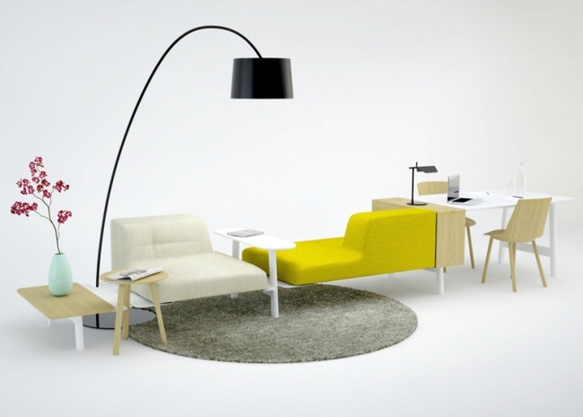 Moderne kontormøbler modulært skrivebord design lænestol dokker gulvlampe sort