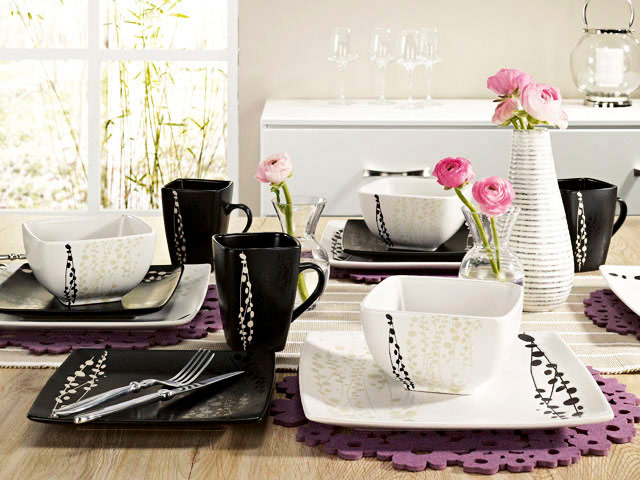 bordservice til den moderne husstand rektangulære sort og hvide filt dækkeserviet