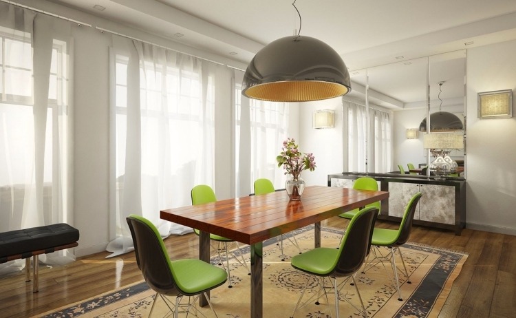 spiseborde-massivt træ-moderne-design-moderne-stole-polstring-grøn-neon farve