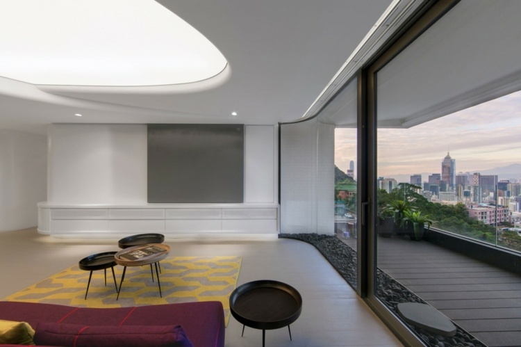 loft design med belysning væg enhed hvidt sidebord sofabord