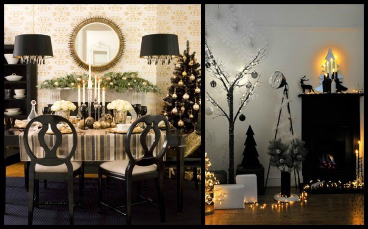 dekoration-jul-trend-farver-sort-guld-sølv-elegant-borddekoration