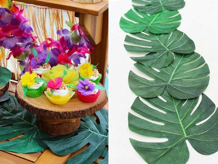 Lav din egen DIY bordløber af tropiske blade til sommerfester